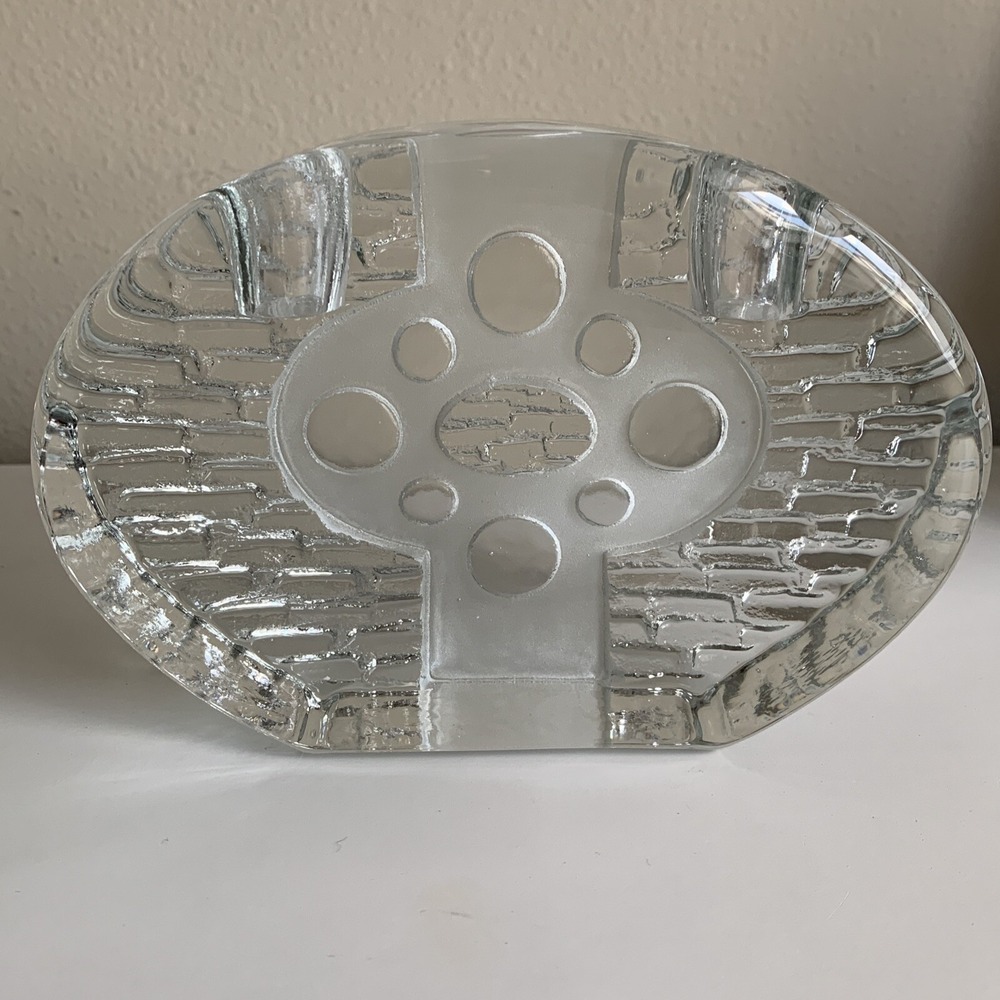 VTG Sweden Candle Stick Holder Iceberg Art Glass 2 Transparent MCM Pukeberg
